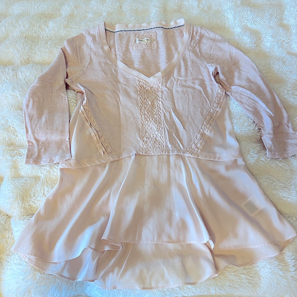 Anthropologie like-new, soft blush pink, semi-satin top